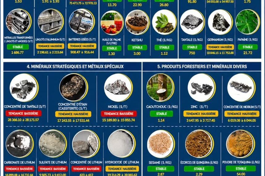 RDC : les prix du cuivre, de l’or et de plusieurs minerais stratégiques repartent à la hausse